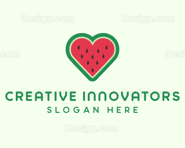 Heart Watermelon Fruit Logo