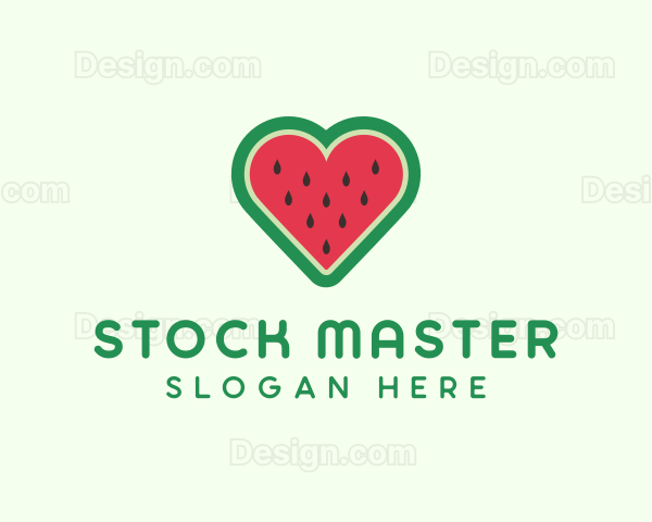 Heart Watermelon Fruit Logo