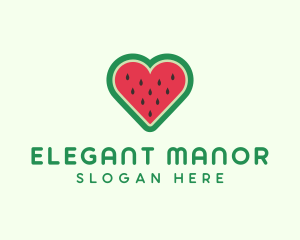 Heart Watermelon Fruit Logo