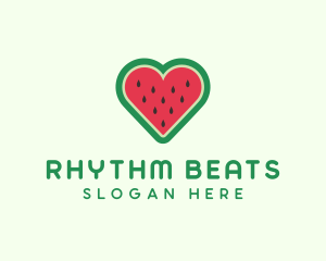 Heart Watermelon Fruit Logo