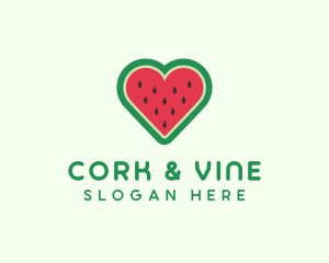 Heart Watermelon Fruit logo design