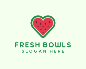 Heart Watermelon Fruit logo design