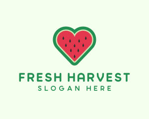 Heart Watermelon Fruit logo design