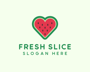 Heart Watermelon Fruit logo design