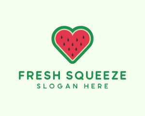 Heart Watermelon Fruit logo design