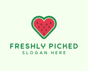 Heart Watermelon Fruit logo design