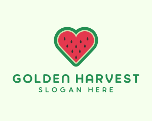 Heart Watermelon Fruit logo design