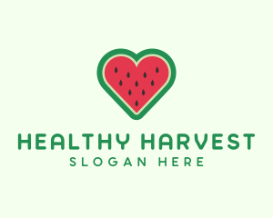 Heart Watermelon Fruit logo design