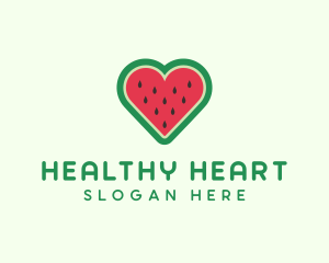 Heart Watermelon Fruit logo design