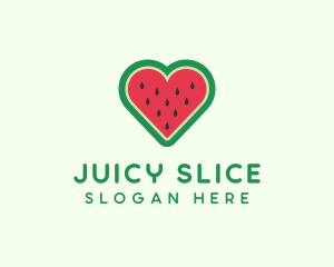 Heart Watermelon Fruit logo design