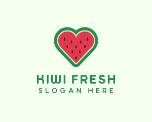 Heart Watermelon Fruit logo design