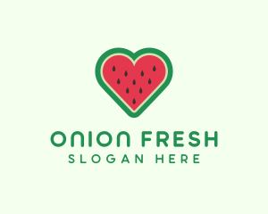 Heart Watermelon Fruit logo design