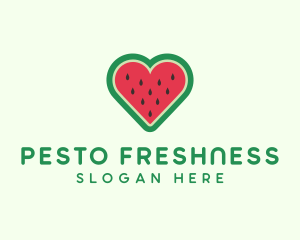 Heart Watermelon Fruit logo design