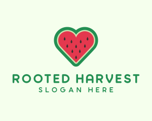 Heart Watermelon Fruit logo design