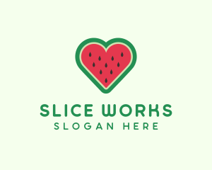 Heart Watermelon Fruit logo design