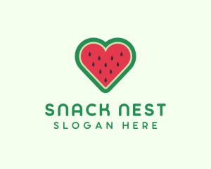 Heart Watermelon Fruit logo design