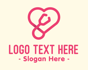 Pink Heart Stethoscope logo design