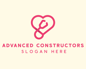 Pink Heart Stethoscope logo design