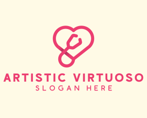 Pink Heart Stethoscope logo design