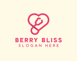 Pink Heart Stethoscope logo design