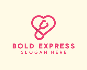 Pink Heart Stethoscope logo design