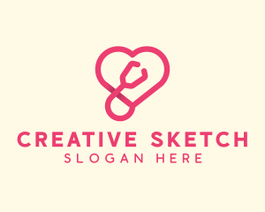 Pink Heart Stethoscope logo design