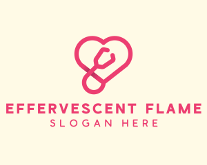 Pink Heart Stethoscope logo design