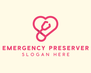 Pink Heart Stethoscope logo design