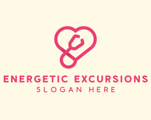 Pink Heart Stethoscope logo design