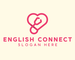 Pink Heart Stethoscope logo design