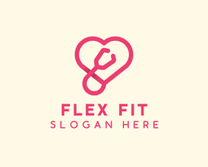 Pink Heart Stethoscope logo design