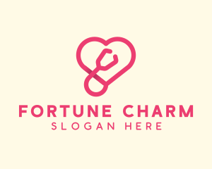 Pink Heart Stethoscope logo design