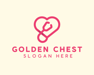 Pink Heart Stethoscope logo design