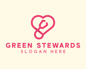 Pink Heart Stethoscope logo design