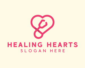 Pink Heart Stethoscope logo design