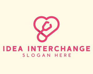 Pink Heart Stethoscope logo design