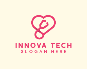 Pink Heart Stethoscope logo design