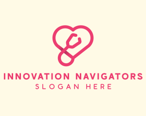 Pink Heart Stethoscope logo design