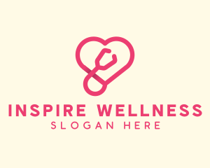 Pink Heart Stethoscope logo design