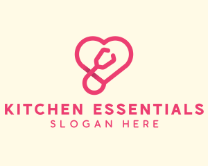 Pink Heart Stethoscope logo design