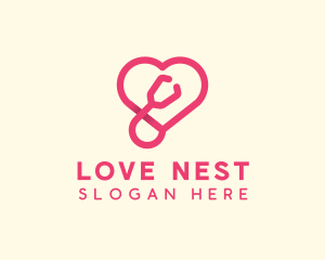 Pink Heart Stethoscope logo design