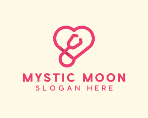 Pink Heart Stethoscope logo design