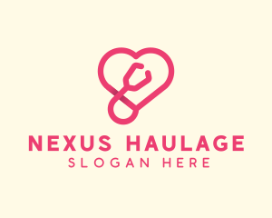 Pink Heart Stethoscope logo design