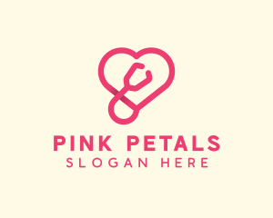 Pink Heart Stethoscope logo design