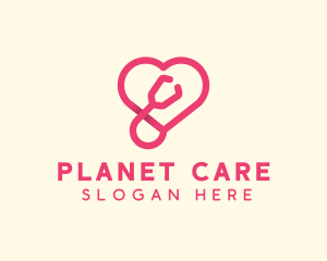 Pink Heart Stethoscope logo design