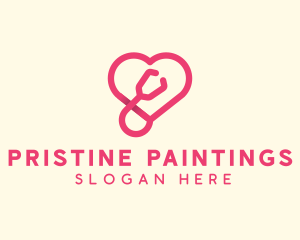 Pink Heart Stethoscope logo design