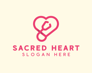 Pink Heart Stethoscope logo design