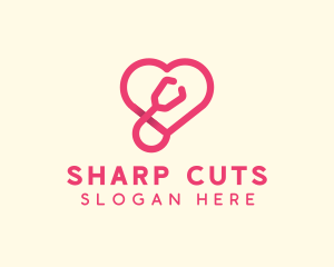 Pink Heart Stethoscope logo design