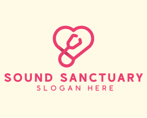 Pink Heart Stethoscope logo design