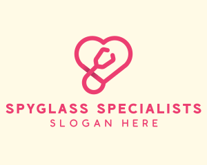 Pink Heart Stethoscope logo design